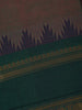 Red And Green Solid Design Cotton Saree With Temple Zari Border - Diadem