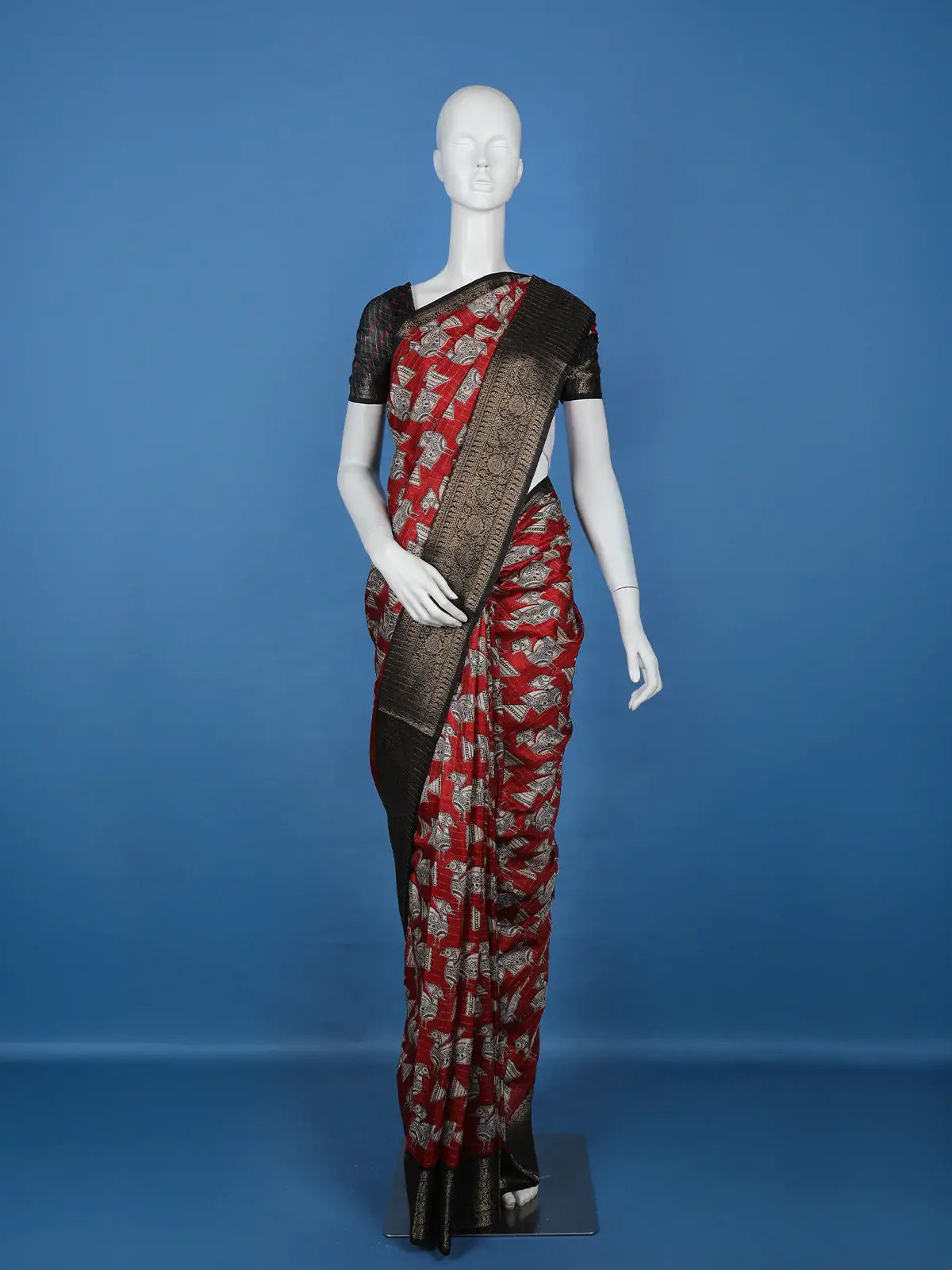 Red Bird Design Tussar Silk Saree - Diadem