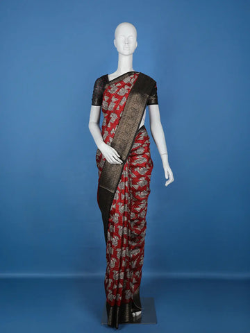 Red Bird Design Tussar Silk Saree - Diadem