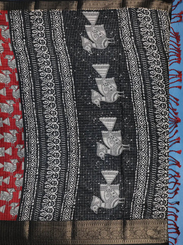 Red Bird Design Tussar Silk Saree - Diadem