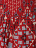 Red Bohemian Printed Cotton Midi Dress with Smocked Waist and Tassel Tie - Diadem