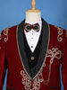 Red Crystal Embellished Velvet Men's Suit with Chain Detail - Diadem