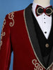 Red Crystal Embellished Velvet Men's Suit with Chain Detail - Diadem