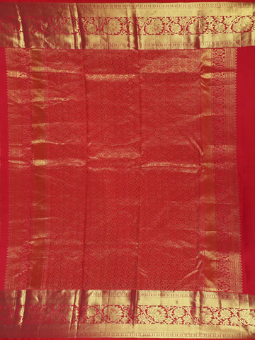 Red Diamond Butta Woven Pure Kanchipuram Silk Saree With Golden Zari Border - Diadem