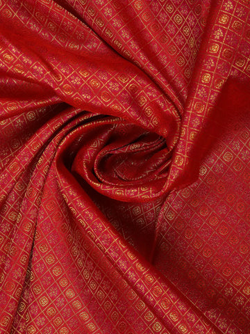 Red Diamond Butta Woven Pure Kanchipuram Silk Saree With Golden Zari Border - Diadem