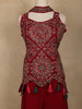 Red Embroidered Design Chiffon Palazzo Suit