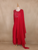 Red Embroidered Design Georgette Gown - Diadem