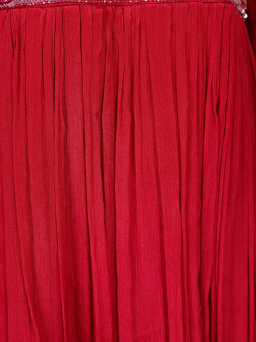 Red Embroidered Design Georgette Gown - Diadem