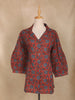 Red Floral Design Cotton Top