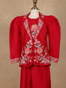 Red Floral Embroidered Coat And Palazzo Set For Girls - Diadem