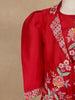 Red Floral Embroidered Coat And Palazzo Set For Girls - Diadem