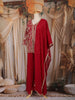 Red Floral Embroidered Design Chiffon Palazzo Suit with Dupatta