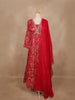 Red Floral Embroidered Design Georgette Gown With Dupatta