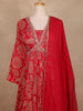 Red Floral Embroidered Design Georgette Gown With Dupatta