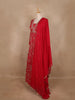 Red Floral Embroidered Design Georgette Gown With Dupatta