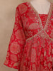 Red Floral Embroidered Design Georgette Gown With Dupatta