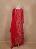 Red Floral Embroidered Design Georgette Gown With Dupatta