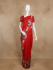 Red Floral Embroidered Design Tussar Saree