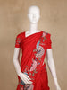 Red Floral Embroidered Design Tussar Saree