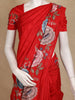 Red Floral Embroidered Design Tussar Saree