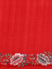 Red Floral Embroidered Design Tussar Saree