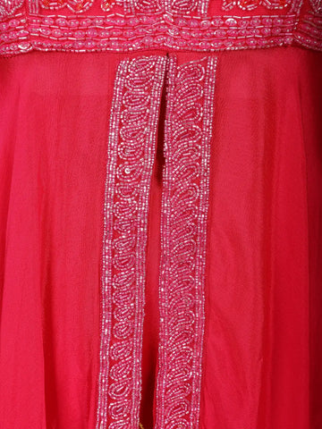 Red Floral Embroidered Georgette Palazzo Suit - Diadem