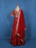 Red Floral Embroidered Silk Bridal Lehenga Set With Zari Dupatta