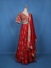 Red Floral Embroidered Silk Bridal Lehenga Set With Zari Dupatta