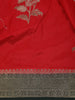 Red Floral Motif Design Semi Banarasi Silk Saree