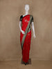 Red Floral Motif Design Semi Banarasi Silk Saree
