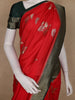 Red Floral Motif Design Semi Banarasi Silk Saree