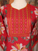 Red Floral Printed Cotton Salwar Suit with Embroidered Yoke and Dupatta