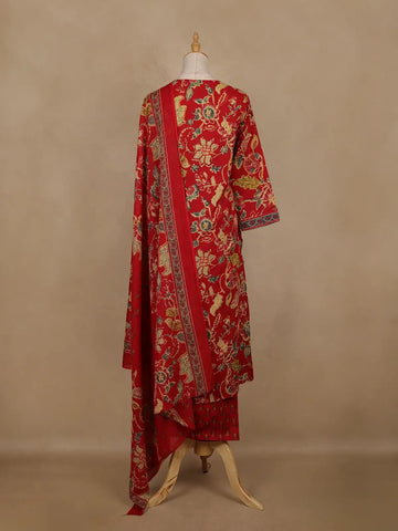 Red Floral Printed Cotton Salwar Suit with Dupatta – Daily & Festive Wear - Diadem