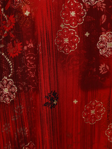 Red Floral Printed Rayon Kurti - Diadem