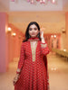 Red Floral Printed Synthetic Salwar Suit - Diadem