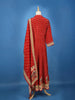 Red Floral Printed Synthetic Salwar Suit - Diadem