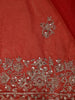 Red Floral Sequins Designed Net Saree - Diadem