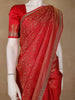 Red Floral Woven Banarasi Silk Saree - Diadem