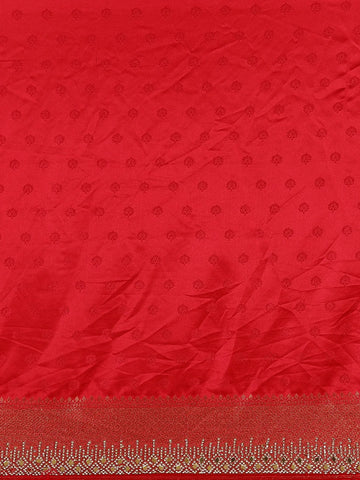 Red Floral Woven Banarasi Silk Saree - Diadem