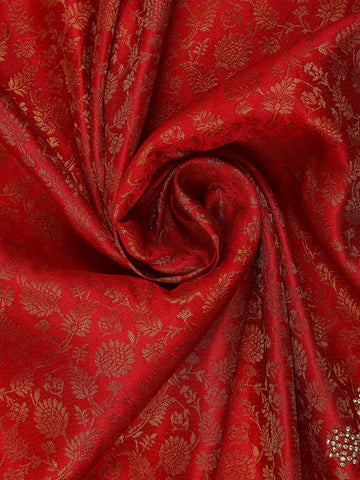 Red Floral Woven Banarasi Silk Saree - Diadem