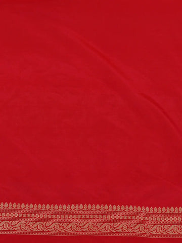 Red Floral Woven Banarasi Silk Saree - Diadem