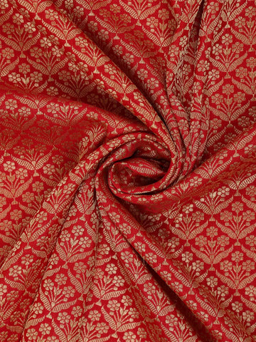 Red Floral Woven Banarasi Silk Saree - Diadem