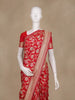Red Floral Woven Banarasi Silk Saree With Zari Border - Diadem