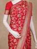 Red Floral Woven Banarasi Silk Saree With Zari Border - Diadem