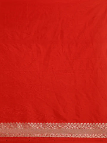 Red Floral Woven Design Pure Banarasi Saree - Diadem