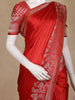 Red Floral Woven Banarasi Silk Saree With Silver Zari Border - Diadem