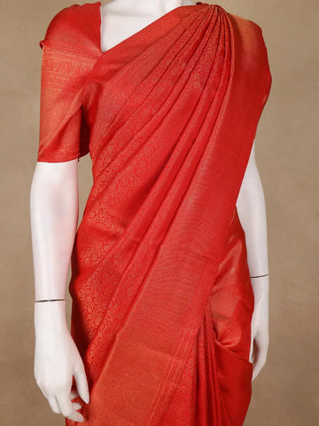 Red Floral Woven Pure Kanchipuram Silk Saree - Diadem