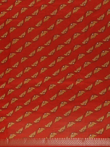Red Floral Woven Tussar Silk Saree - Diadem