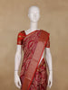 Red Floral Woven Tussar Silk Saree - Diadem