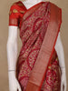 Red Floral Woven Tussar Silk Saree - Diadem
